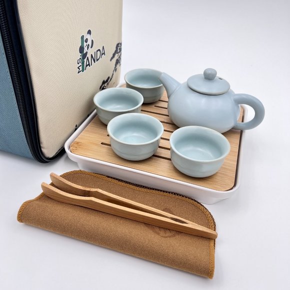 Ceramic Tea Set Tray and Travel Bag for Travel Home Outdoor and Office T4 - Picture 2 of 6
